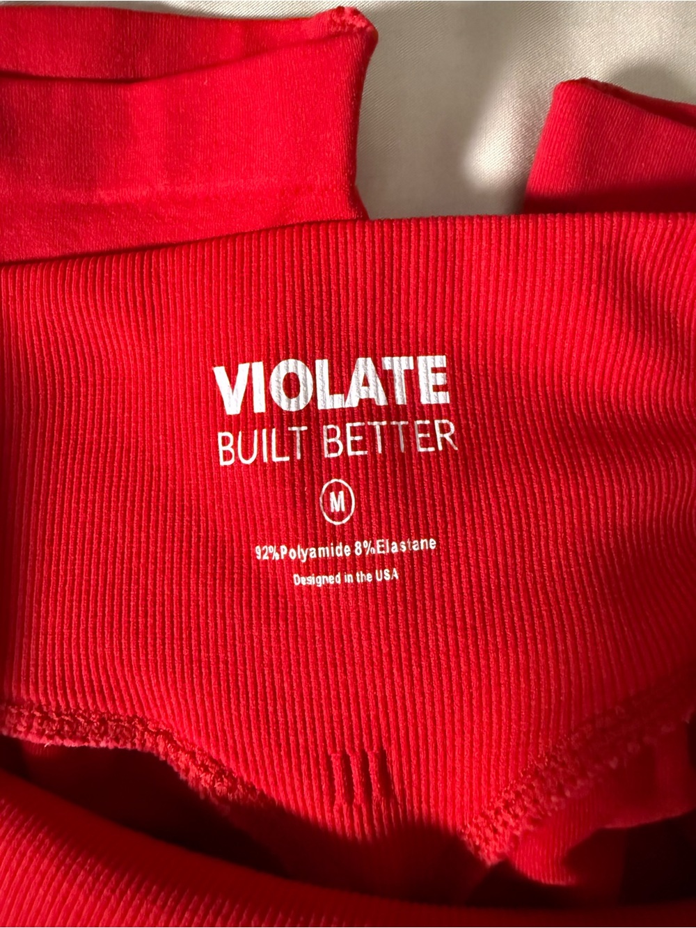 High-Waist Red Seamless Bike Shorts for Women - Picture 8 of 8